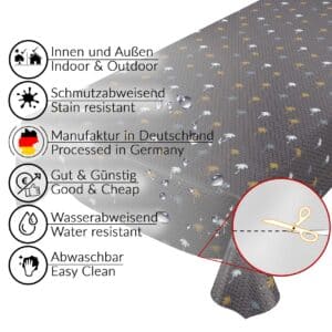 Tischdecke Palmen aus Gold Geometrie Anthrazit pflegeleicht abwaschbar Wachstuch Wachstuchtischdecke