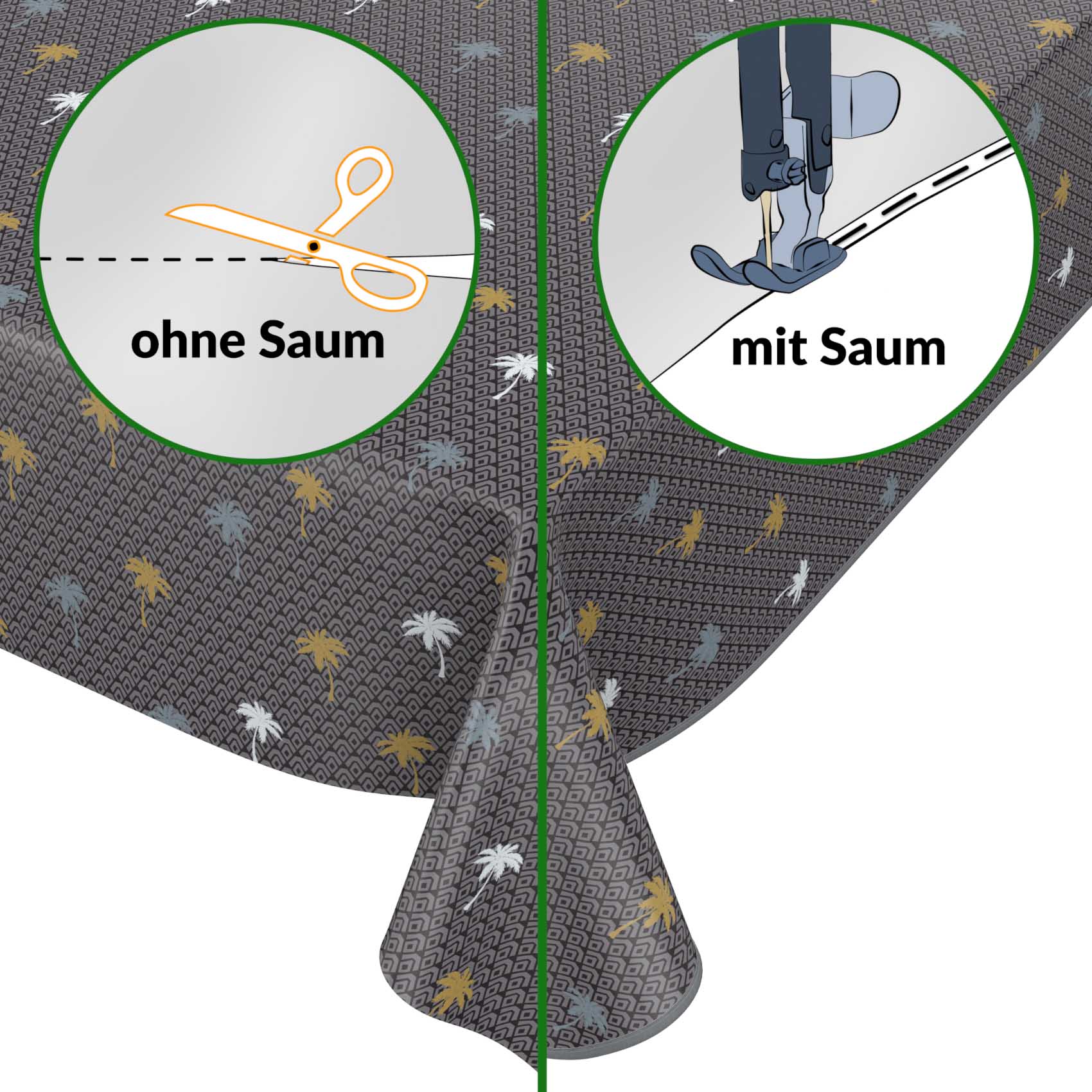 BW50342_10_BC-jpg Tischdecke Palmen aus Gold Geometrie Anthrazit pflegeleicht abwaschbar Wachstuch Wachstuchtischdecke