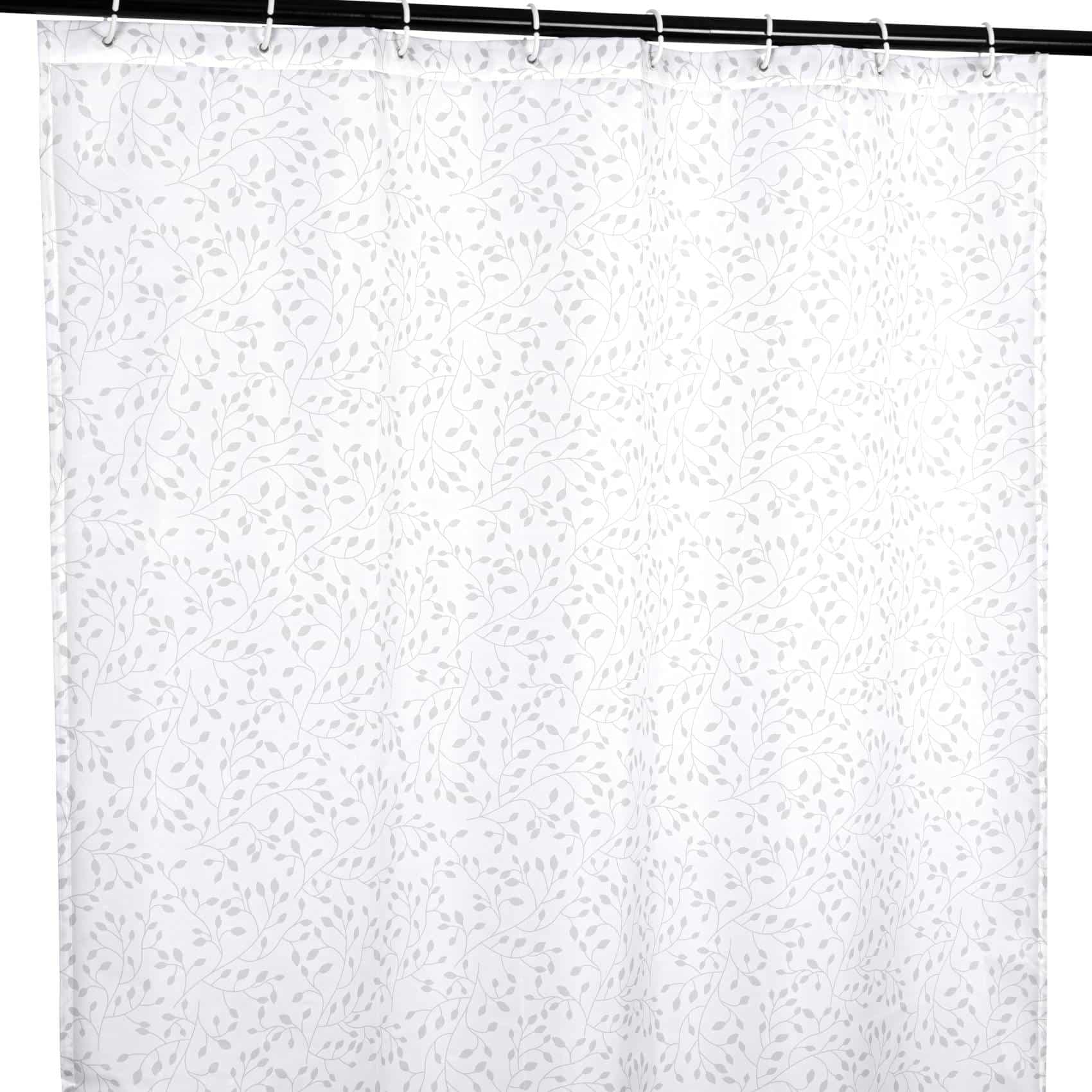 ANRO Duschvorhang FASTY Blätter Zweig Anti-Schimmel Polyester Badewanne Vorhang Breite 120 cm (Packung, 1-tlg., Duschvorhang inkl. Aufhängeringe), robuster Vorhang Stangenaufhängung 120x200cm Blätterornament Grau