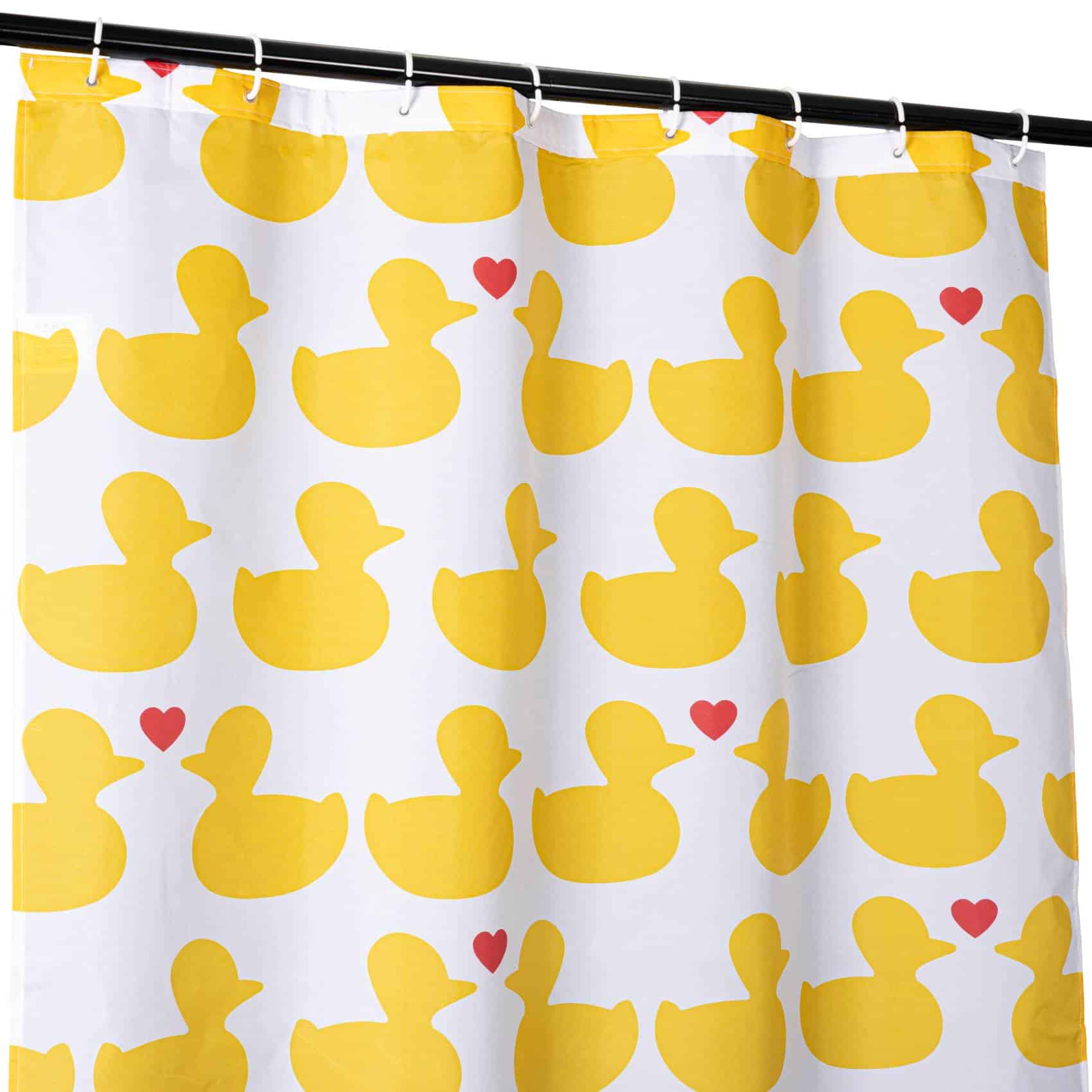 Duschvorhang Badewanne Vorhang Bad Stoff Textil Badezimmervorhang mit Ringen waschbar 3 Größen Enten Gelb – 120 x 200 cm