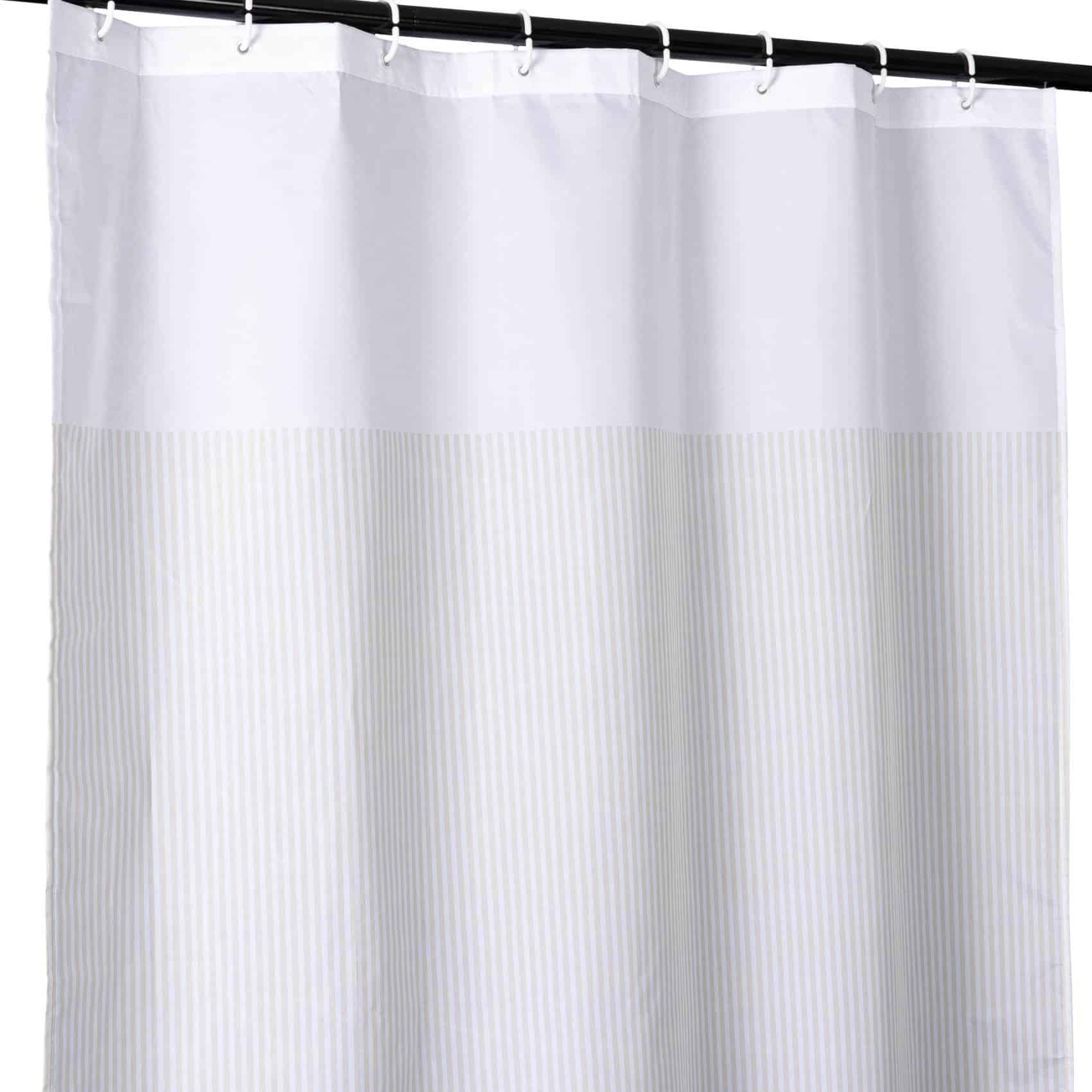 ANRO Duschvorhang FASTY Streifen Anti-Schimmel Polyester Badezimmervorhang Bad-Stoff Breite 120 cm (Packung, 1-tlg., Duschvorhang inkl. Aufhängeringe), robuster Vorhang Stangenaufhängung 120x200cm Klassik Beige