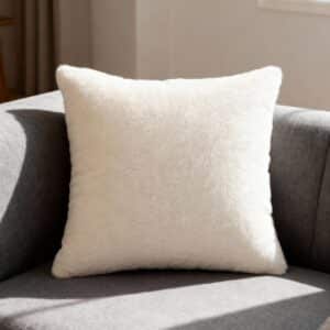 Kissen Plüsch Dekokissen Creme Sofakissen Kissenbezug Kuschelkissen Kunstfell Kissenhülle mit & ohne Füllkissen 3 Größen