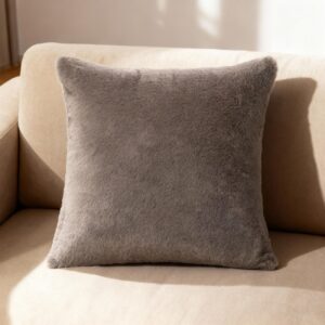 Kissen Plüsch Dekokissen Graubraun Sofakissen Kissenbezug Kuschelkissen Kunstfell Kissenhülle mit & ohne Füllkissen 3 Größen