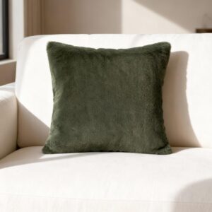 Kissen Plüsch Dekokissen Moosgrün Sofakissen Kissenbezug Kuschelkissen Kunstfell Kissenhülle mit & ohne Füllkissen 3 Größen