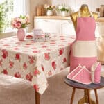 Tischwäsche Set 5-teilig abwaschbare Tischdecke Schürze Ofenhandschuhe Topflappen