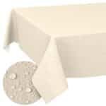 Wachstuch Tischdecke abwaschbar Wachstischdecke pflegeleicht Lotuseffekt Outdoor Gartentischdecke Creme Leinenoptik