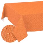 Wachstuch Tischdecke abwaschbar Wachstischdecke pflegeleicht Lotuseffekt Outdoor Gartentischdecke Orange Leinenoptik
