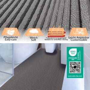 Badematte Uni Dunkelgrau 60cmx100cm