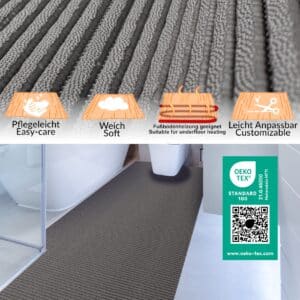 Badematte Uni Dunkelgrau 45cmx100cm