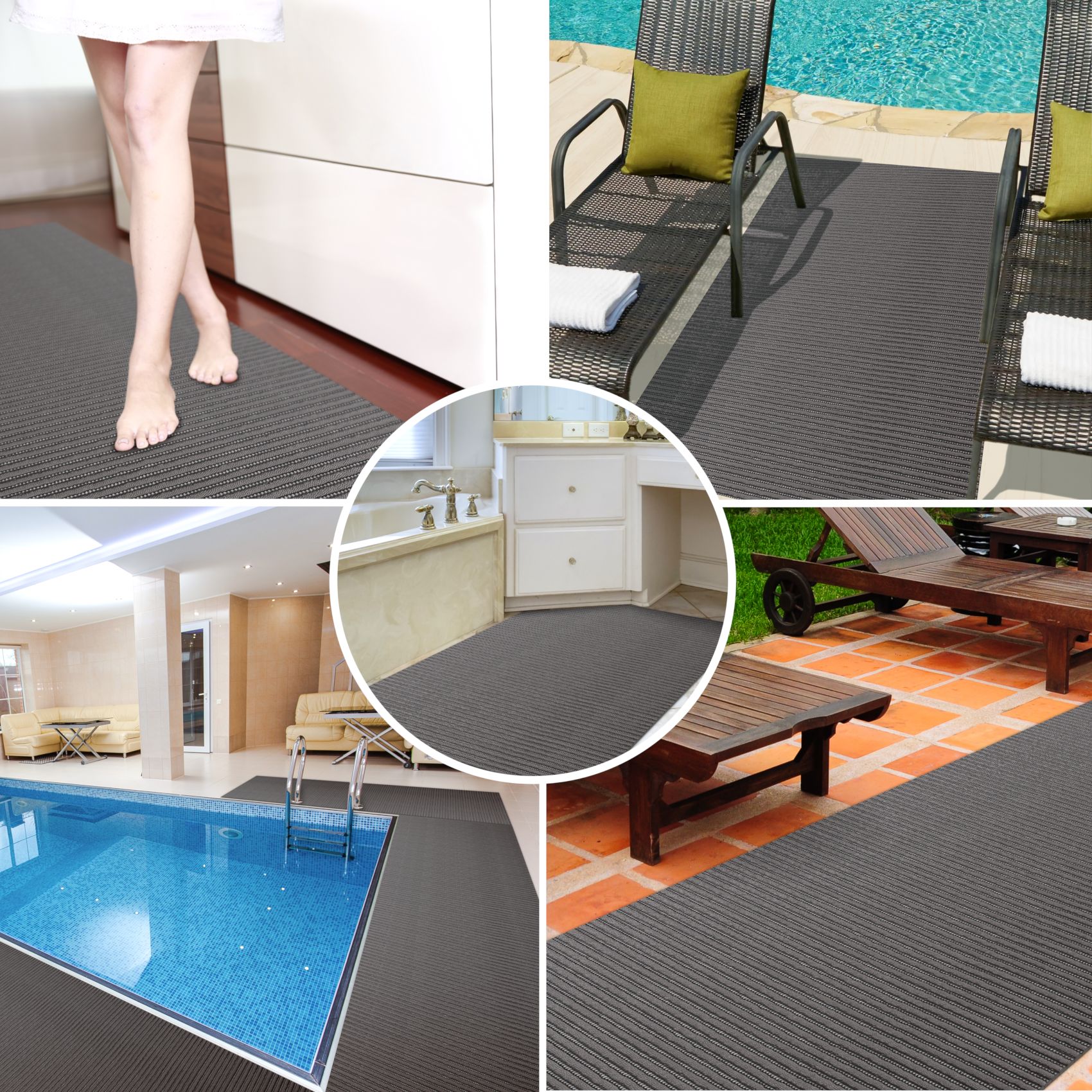 Badematte Uni Dunkelgrau 60cmx160cm