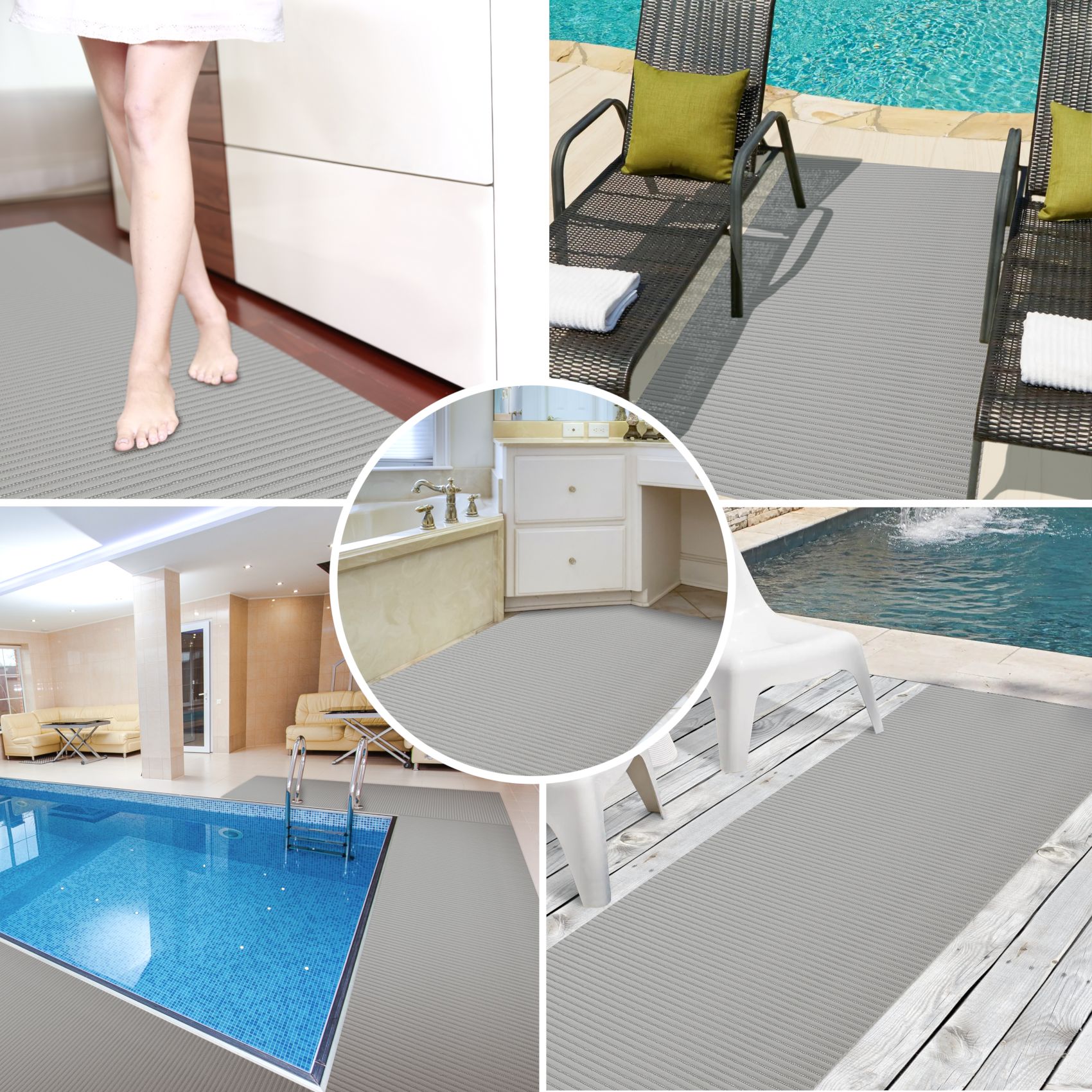 Badematte Uni Grau 45cmx90cm