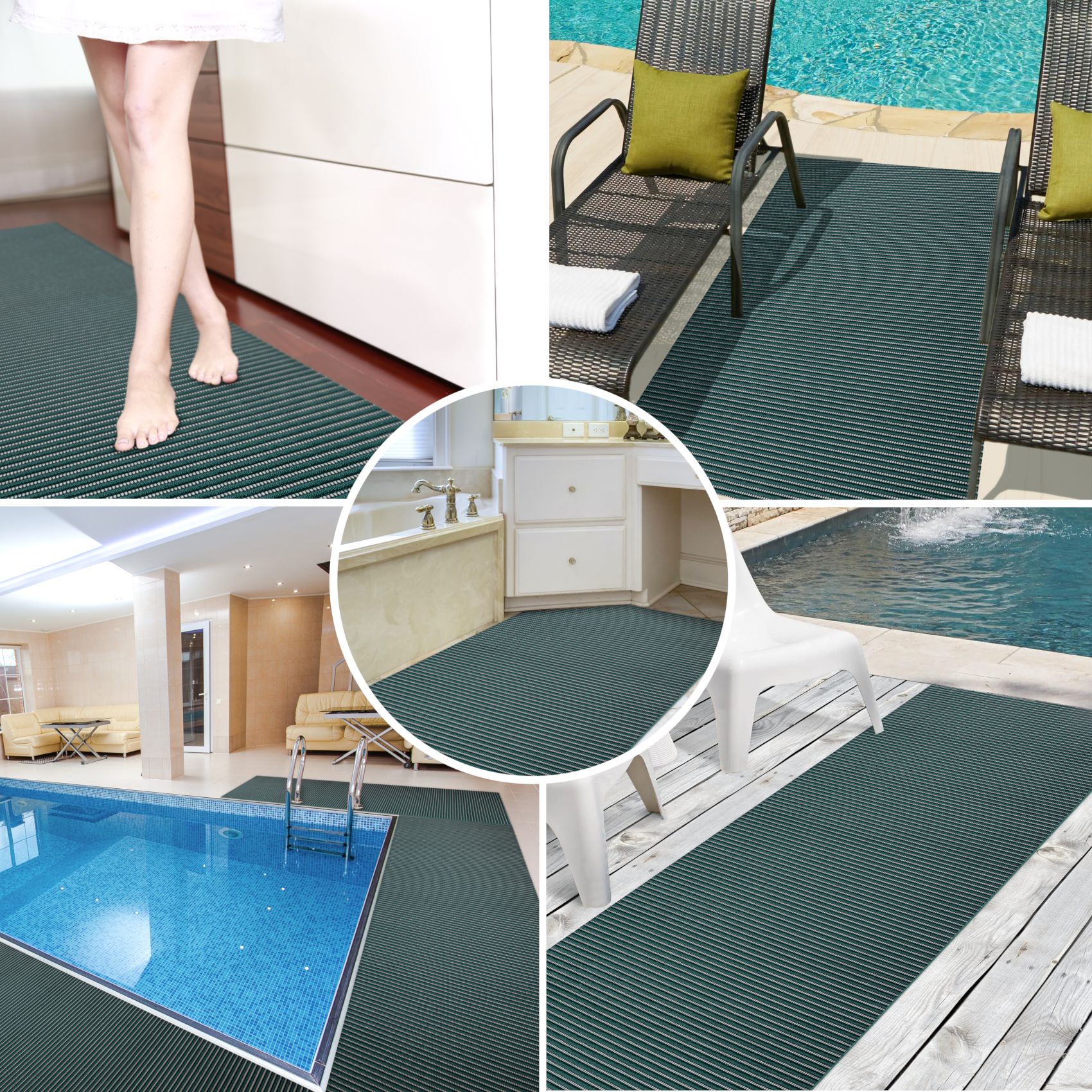 Badematte Uni Dunkelgrün 50cmx110cm