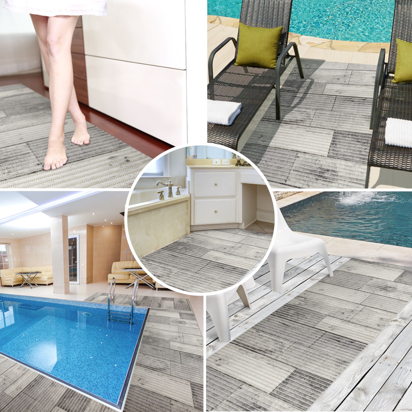 Badematte Holz Grau 50cmx70cm