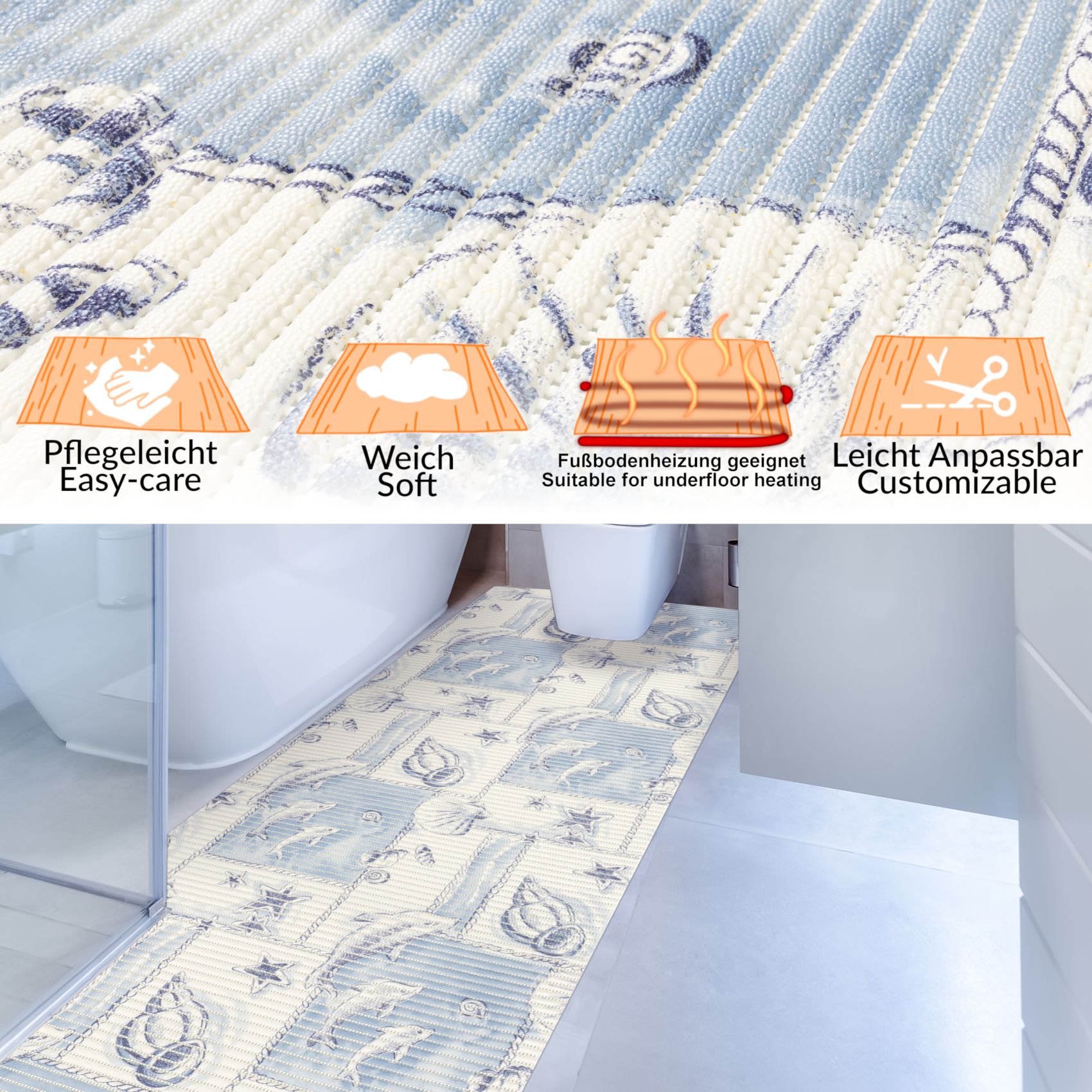 Badematte Delfine 60x70cm