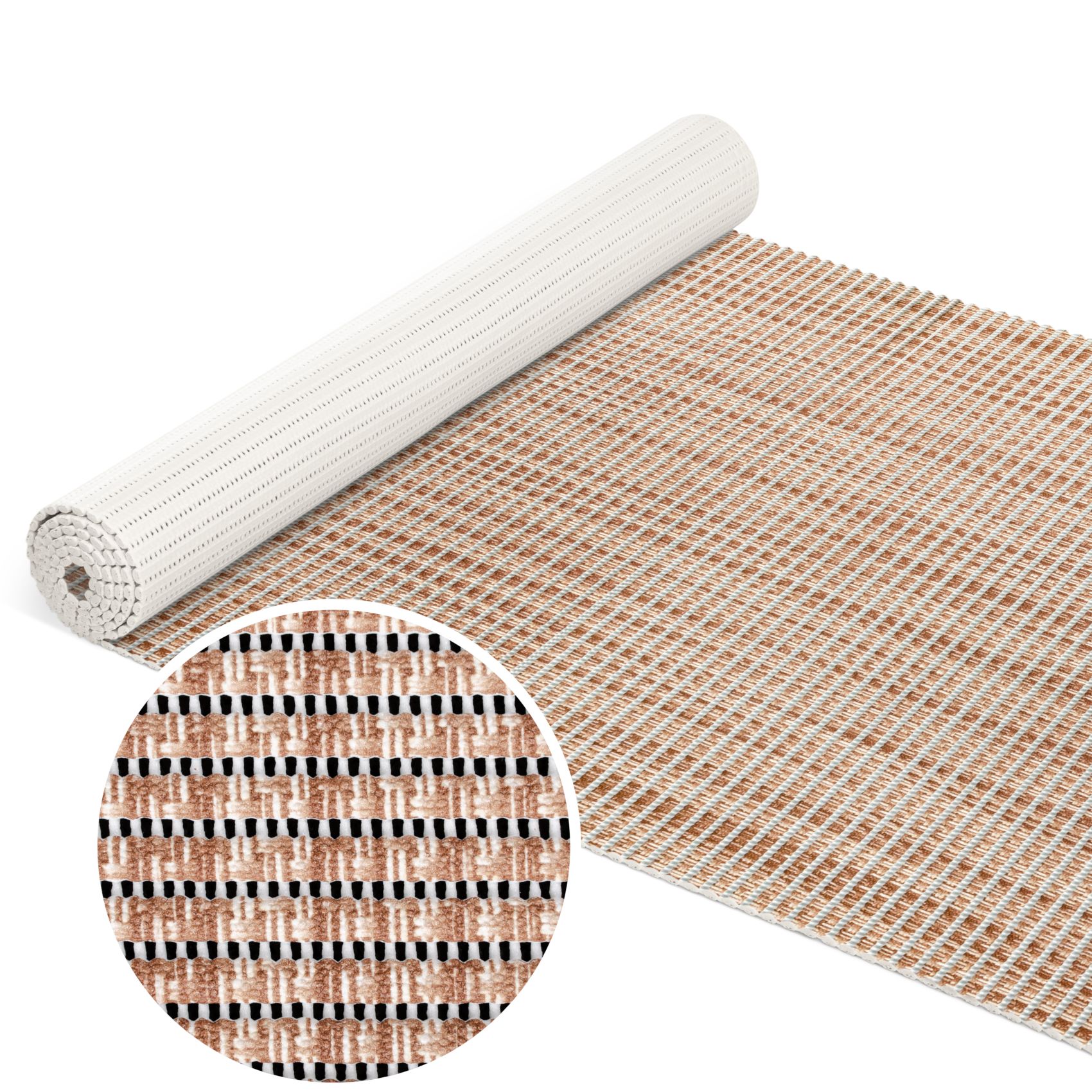 Badematte aus Meterware Leinen Optik Braun Breite 55cm Weichschaummatte Badvorleger 160cm