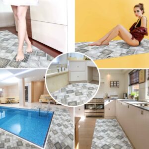 Badematte aus Meterware Karo Grau Breite 65cm Weichschaummatte Badvorleger 45cm