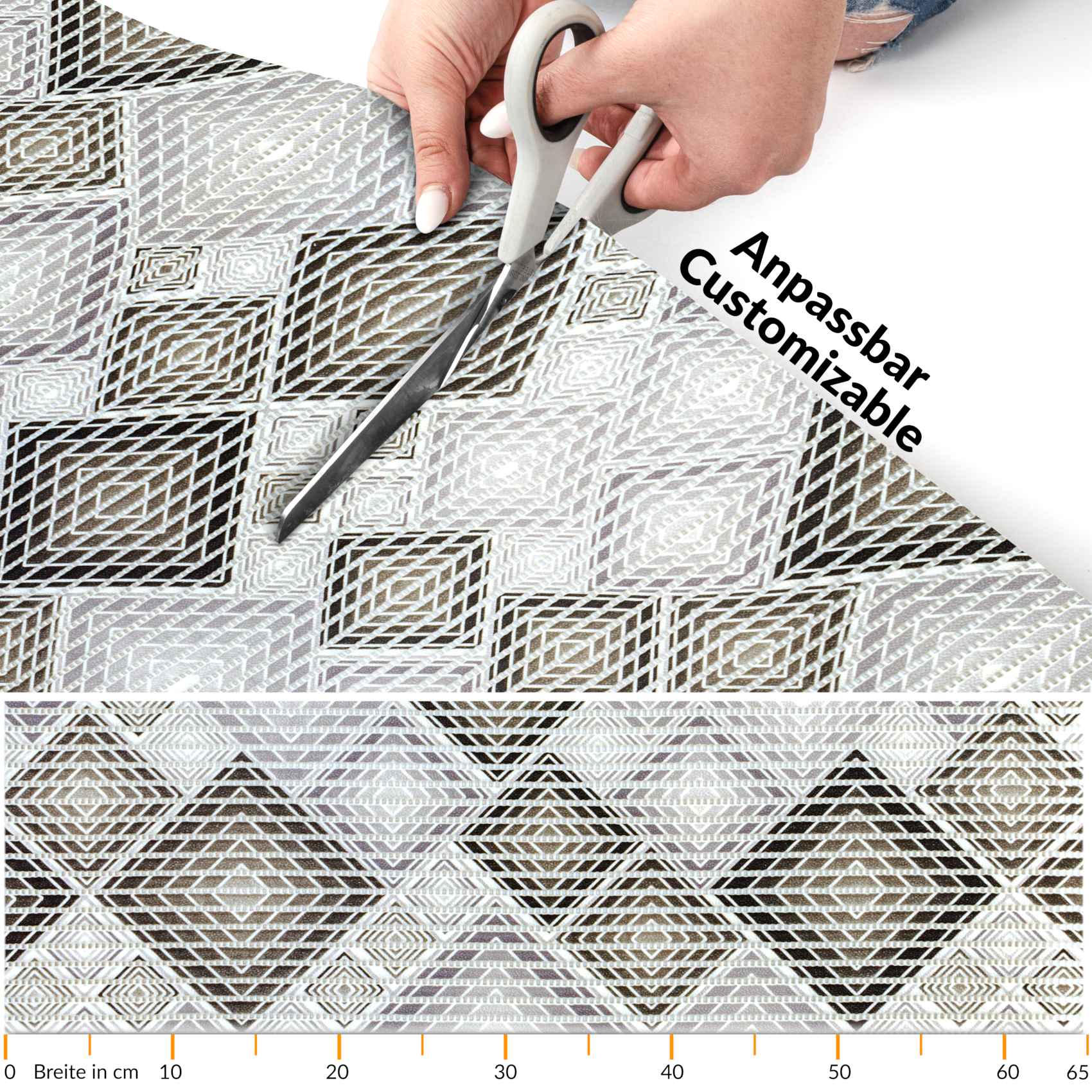 DM135D_20 Badematte aus Meterware Karo Grau Breite 65cm Weichschaummatte Badvorleger 45cm