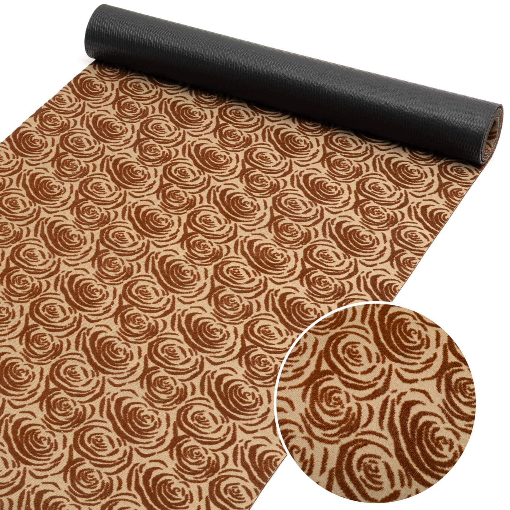 Teppichläufer Läufer Flur Küchenläufer rutschfest Rosen Beig Breite 65cm / 100cm