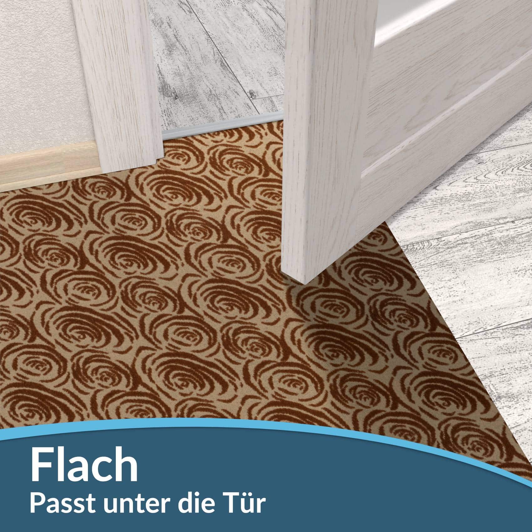 Teppichläufer Läufer Flur Küchenläufer rutschfest Rosen Beig Breite 65cm / 100cm