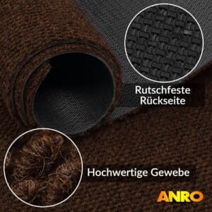Teppichläufer Schmutzfangläufer Flur Läufer Teppichboden Meterware 120 cm robust rutschfest Sauberlaufmatte Schmutzfangmatte Braun