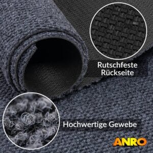 Sauberlaufmatte Schmutzfangmatte Teppichläufer Flur Läufer Teppich Bob Schmutzfangläufer Grau Meterware Breite 120cm
