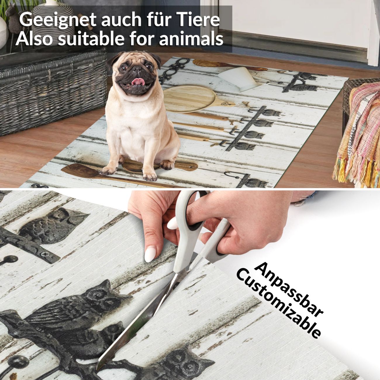 Küchenläufer waschbar Textil + PVC Küchenteppich rutschfest Sprinty Cucina New Mehrfarbig 50cm Breit