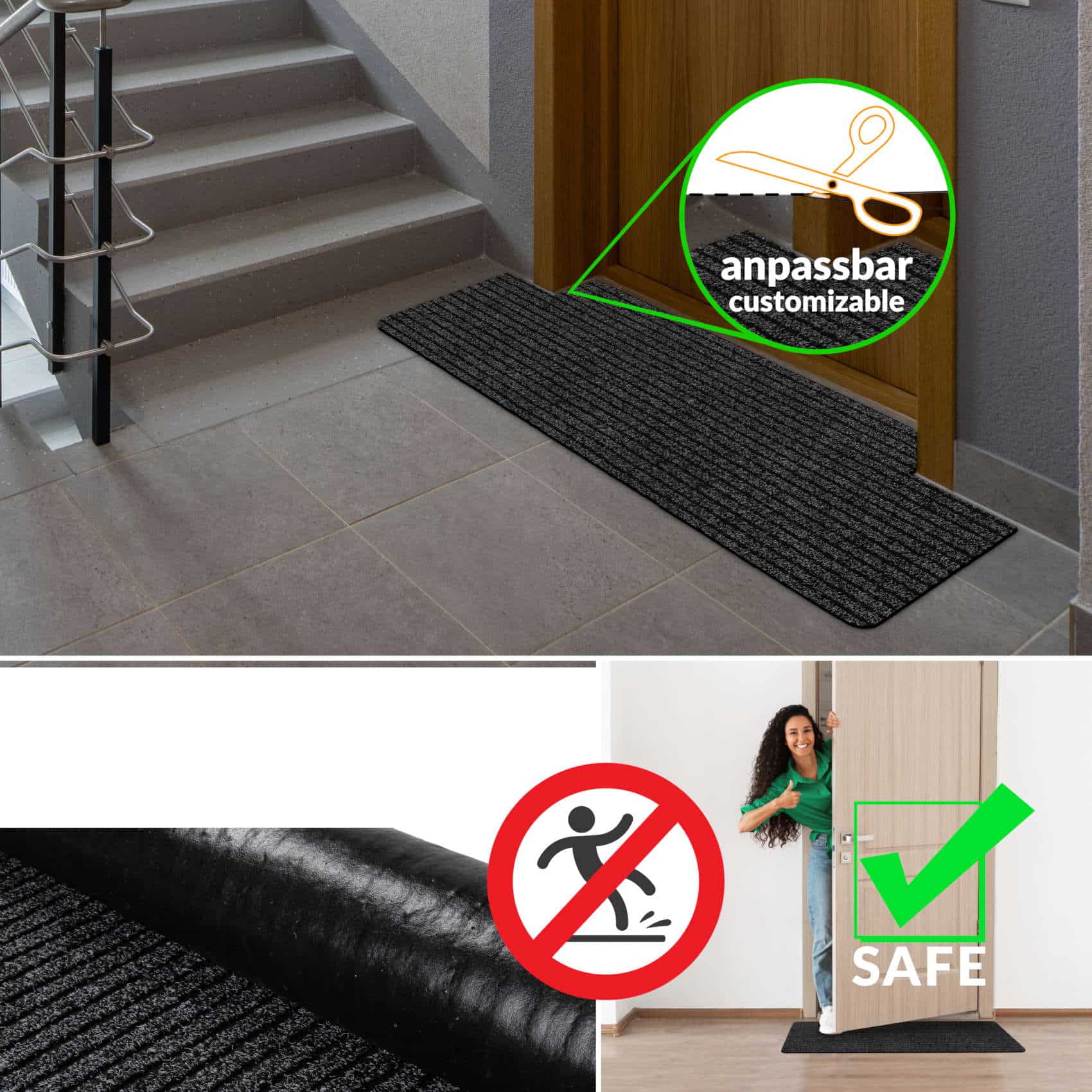 Kopie von Schmutzfangmatte Fußmatte MISCHA 40x60cm Schwarz #1