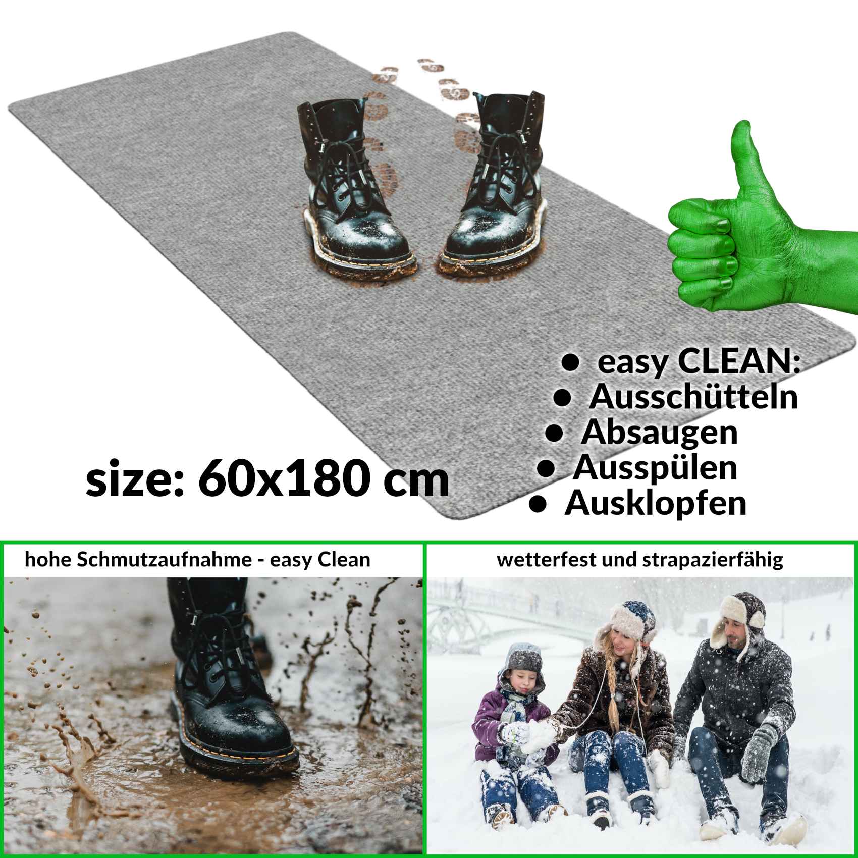 Sauberlaufmatte Teppich Läufer Flur STRIBET 60x90cm Grau — !!! — ABGESCHRIEBEN — !!! — #1