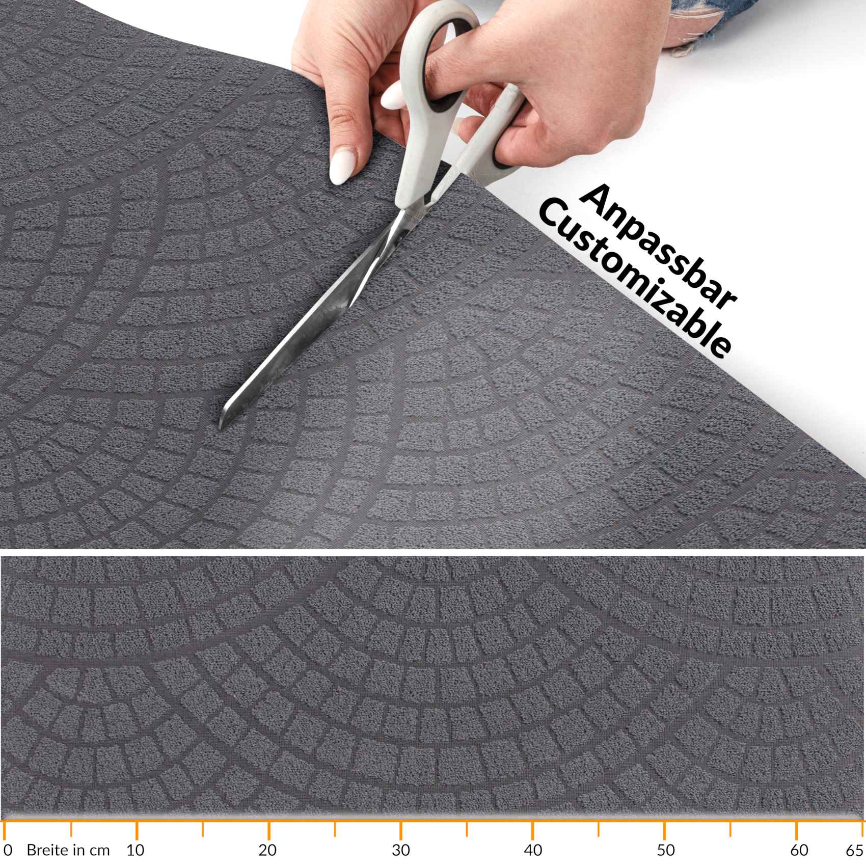 Küchenläufer Premium 3-Schicht Boden gummiert Läufer waschbar Davis Anthrazit 65x85cm