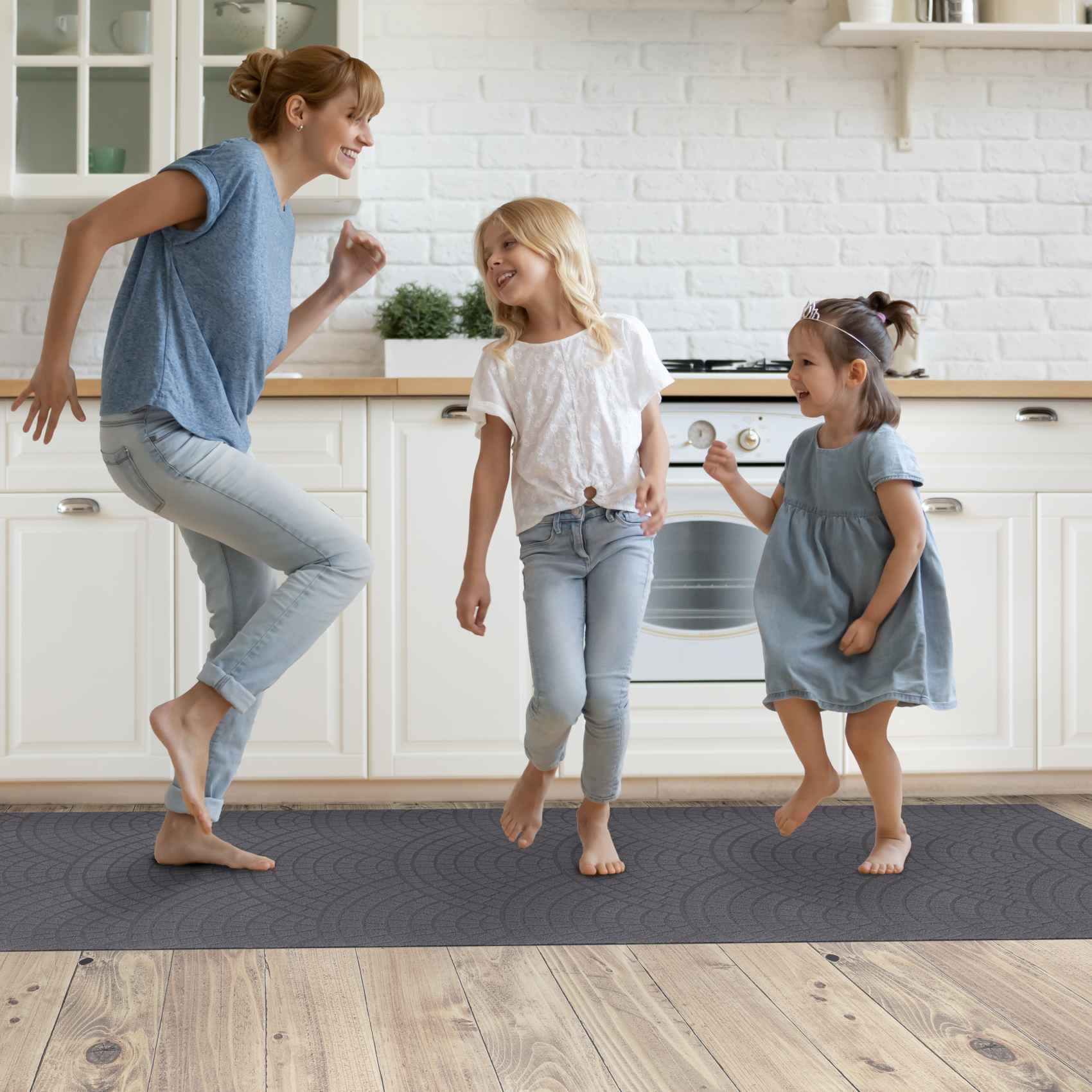 Küchenläufer Premium 3-Schicht Boden gummiert Läufer waschbar Davis Anthrazit 65x85cm