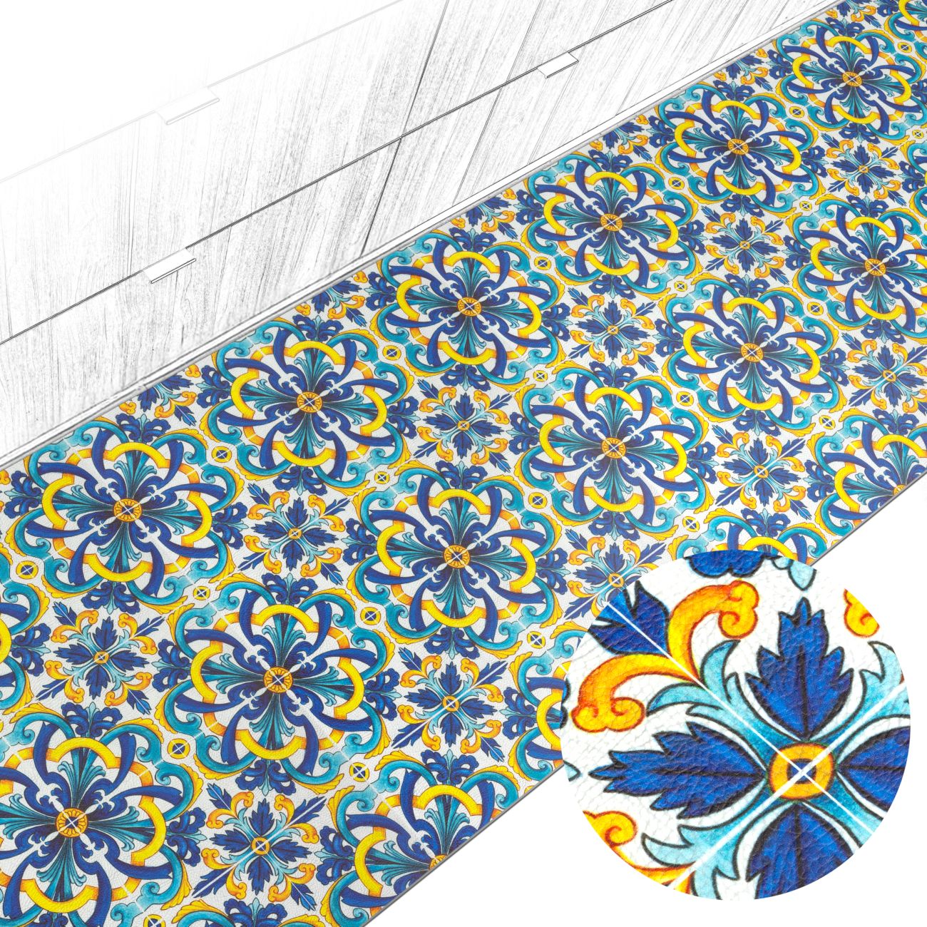 ANRO Küchenläufer abwaschbar Fliese LADY Läufer hochwertig Küchenteppich, Rechteckig, Höhe: 3 mm, robust schmutzabweisend 67x100cm Oriental Bunt robust