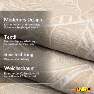 Küchenläufer Küchenteppich abwaschbar Teppichläufer Küche Läufer Flur Küchenvorleger rutschfest Flora Breite 67cm