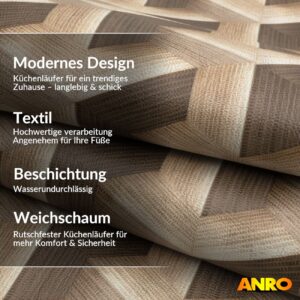 Küchenläufer Küchenteppich abwaschbar Teppichläufer Küche Läufer Flur Küchenvorleger rutschfest 3D Breite 67cm