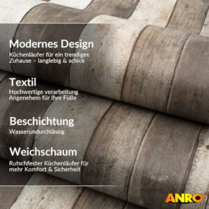 Küchenläufer Küchenteppich abwaschbar Teppichläufer Küche Läufer Flur Küchenvorleger rutschfest Holzbrett Breite 67cm