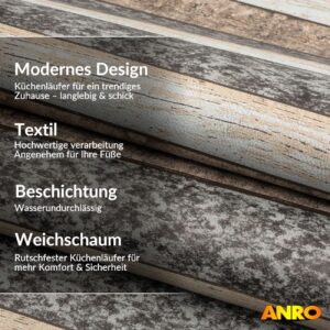 Küchenläufer Küchenteppich abwaschbar Teppichläufer Küche Läufer Flur Küchenvorleger rutschfest Holz Breite 67cm