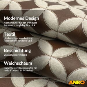 Küchenläufer Küchenteppich abwaschbar Teppichläufer Küche Läufer Flur Küchenvorleger rutschfest Runde Fliesen Beige Breite 67cm