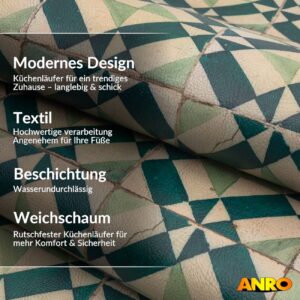 Küchenläufer Küchenteppich abwaschbar Teppichläufer Küche Läufer Flur Küchenvorleger rutschfest Azulejo-Design Breite 67cm