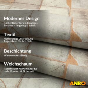 Küchenläufer Küchenteppich abwaschbar Teppichläufer Küche Läufer Flur Küchenvorleger rutschfest Rustikale Optik Breite 67cm