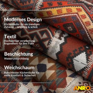 Küchenläufer Küchenteppich abwaschbar Teppichläufer Küche Läufer Flur Küchenvorleger rutschfest Amaru Breite 67cm