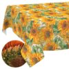 Tischdecke abwaschbar Tischwäsche Stoff Tischtuch Lotuseffekt Outdoor Gartentischdecke Baumwolle Polyester Sonnenblume
