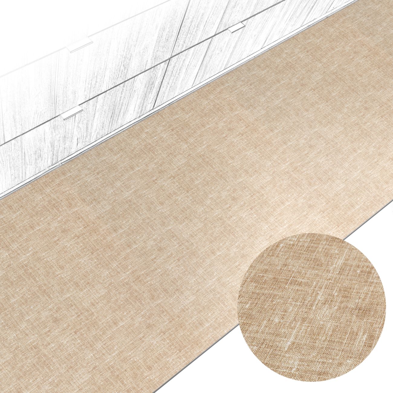 ANRO Küchenläufer Premium Einfarbig RUNNA Läufer Küchenteppich Stoff-Teppich, Rechteckig, Höhe: 3 mm, Stoff schmutzabweisend 67x100cm Boho Beige robust