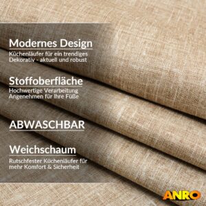 Küchenläufer Küchenteppich abwaschbar Teppichläufer Küche Läufer Flur Küchenvorleger rutschfest Uni Beige Breite 67cm
