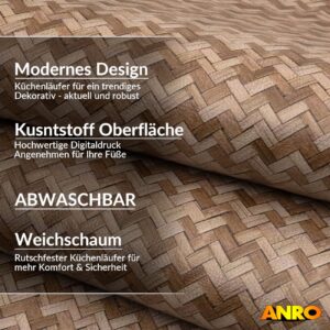 Küchenläufer Küchenteppich abwaschbar Teppichläufer Küche Läufer Flur Küchenvorleger rutschfest Rattanoptik Breite 67cm