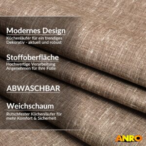 Küchenläufer Küchenteppich abwaschbar Teppichläufer Küche Läufer Flur Küchenvorleger rutschfest Uni Braun Breite 67cm