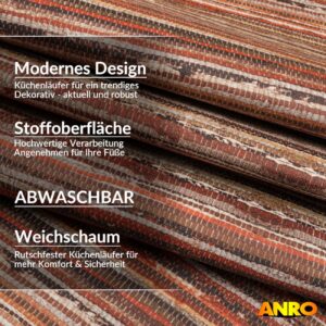 Küchenläufer Küchenteppich abwaschbar Teppichläufer Küche Läufer Flur Küchenvorleger rutschfest Terra Breite 67cm