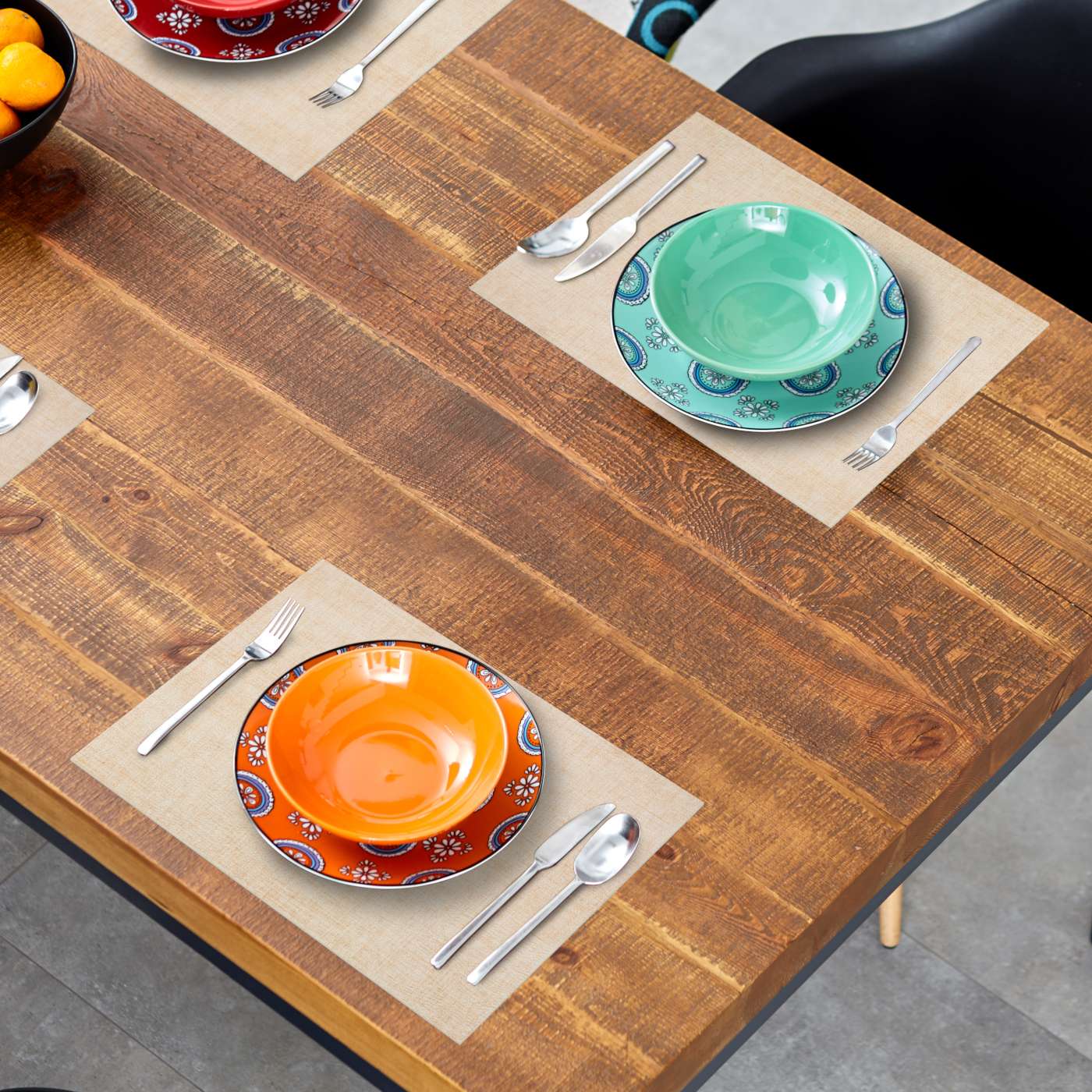 Tischset Platzset Platzdeckchen abwaschbar Tischuntersetzer PVC hitzebeständig Leinen Beige 30x45cm