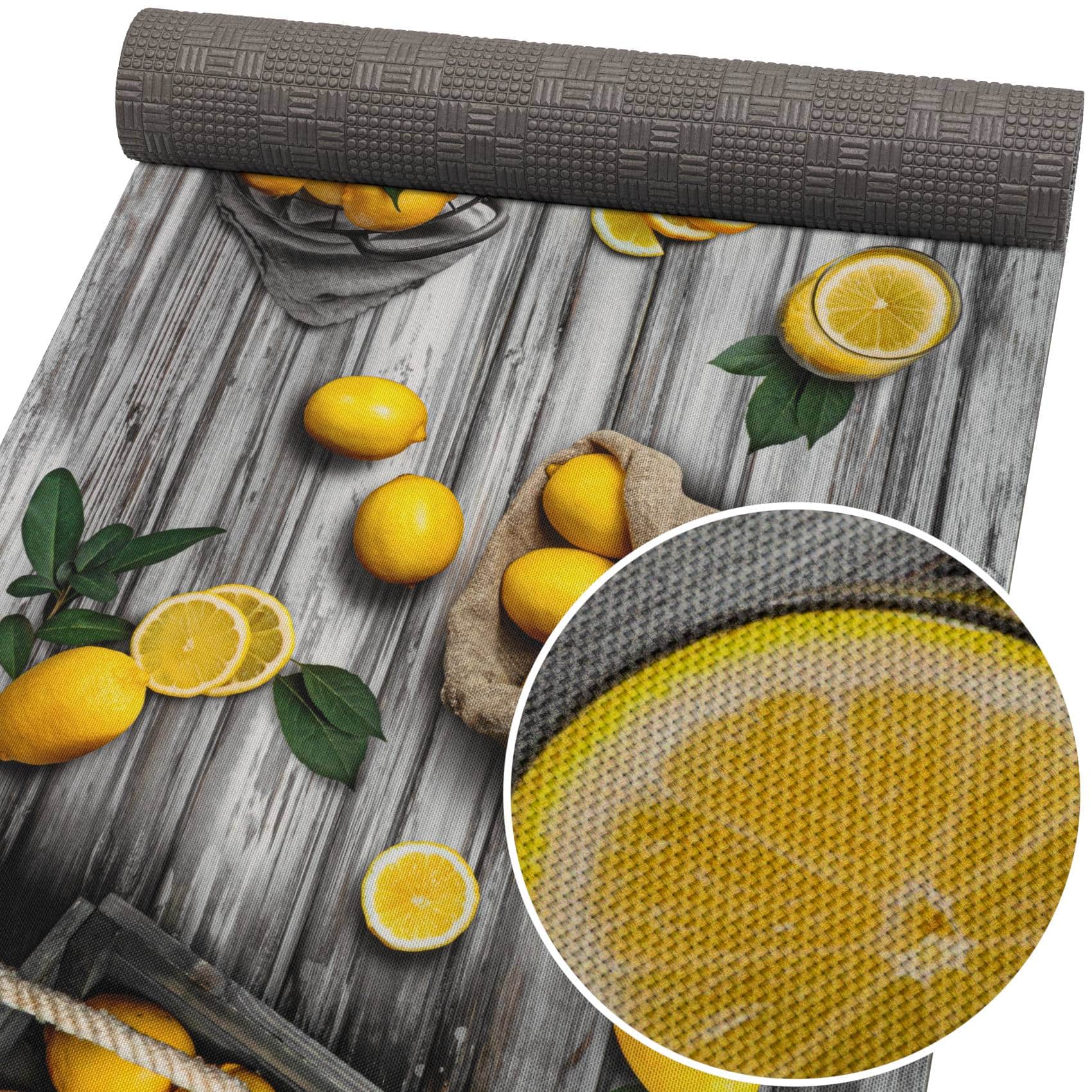 Küchenläufer Teppichläufer abwaschbar Läufer Flur rutschfest pflegeleicht Zitronen 52cm Breite 80 x 52 cm