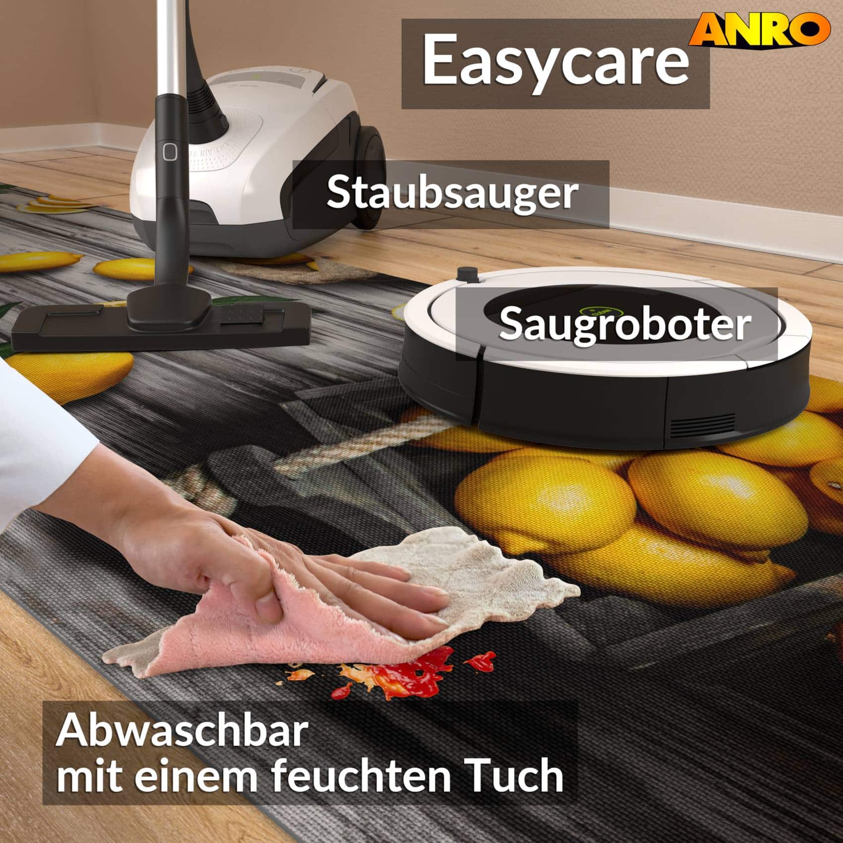 Küchenläufer Teppichläufer abwaschbar Läufer Flur rutschfest pflegeleicht Zitronen 52cm Breite 80 x 52 cm