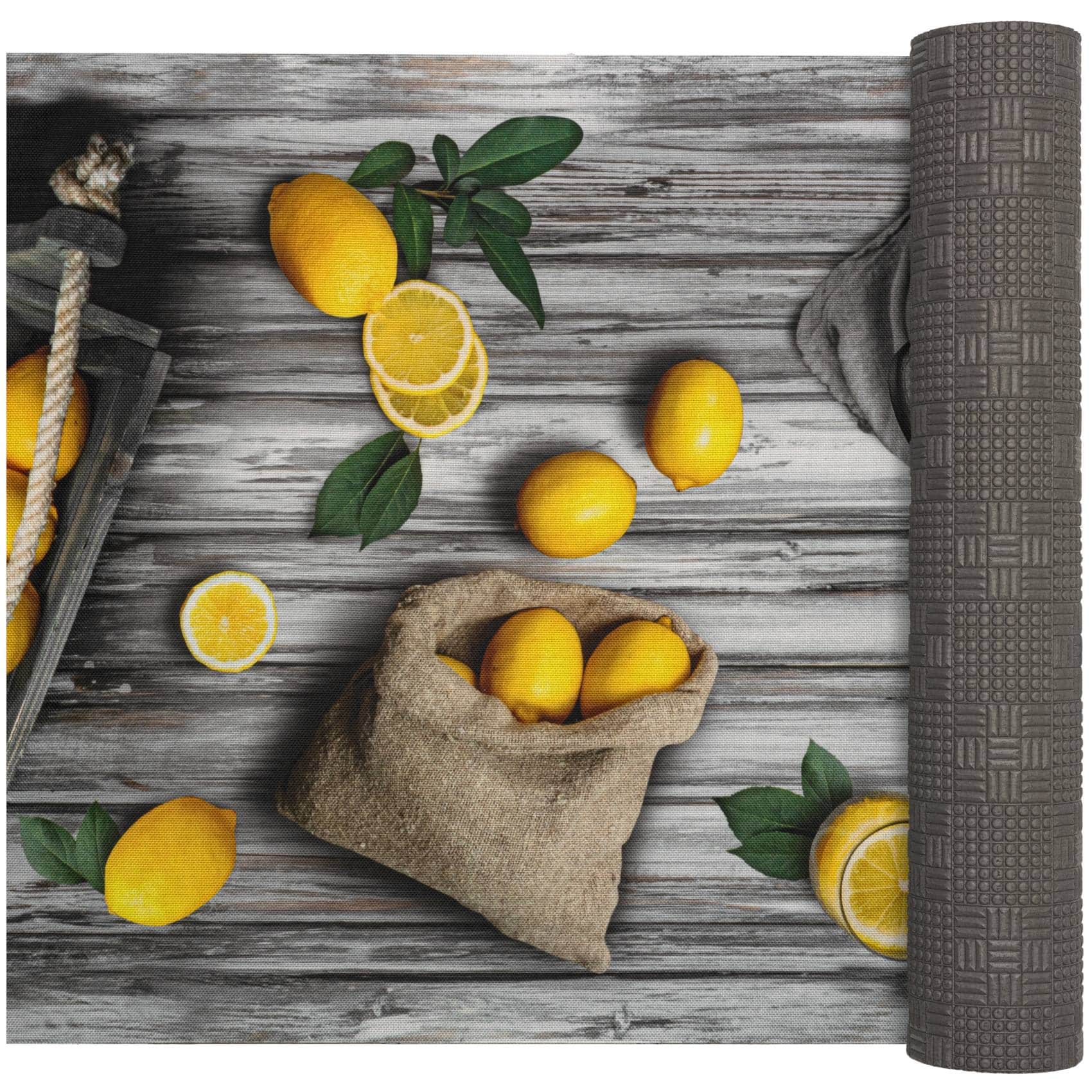 Küchenläufer Teppichläufer abwaschbar Läufer Flur rutschfest pflegeleicht Zitronen 52cm Breite 80 x 52 cm