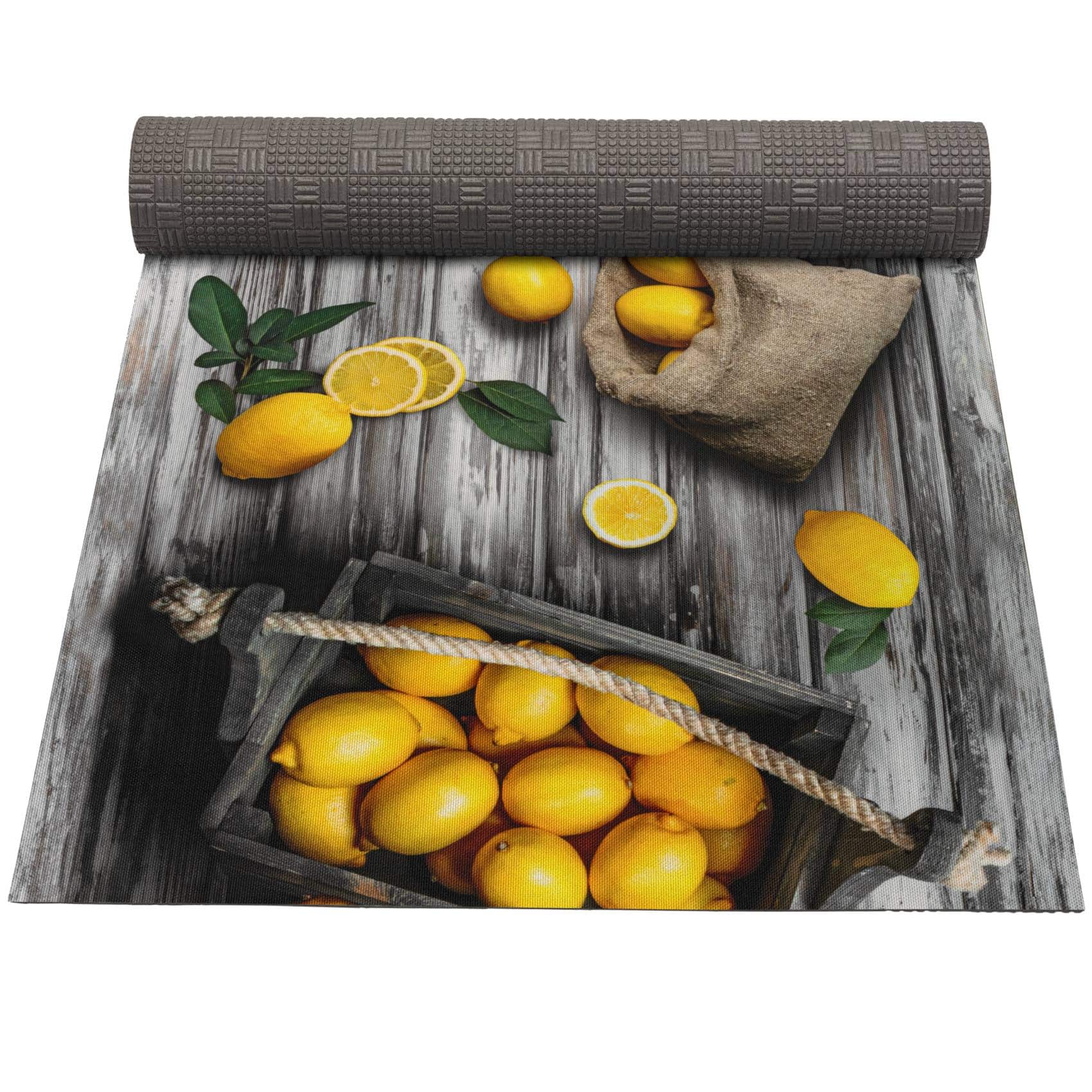 Küchenläufer Teppichläufer abwaschbar Läufer Flur rutschfest pflegeleicht Zitronen 52cm Breite 80 x 52 cm